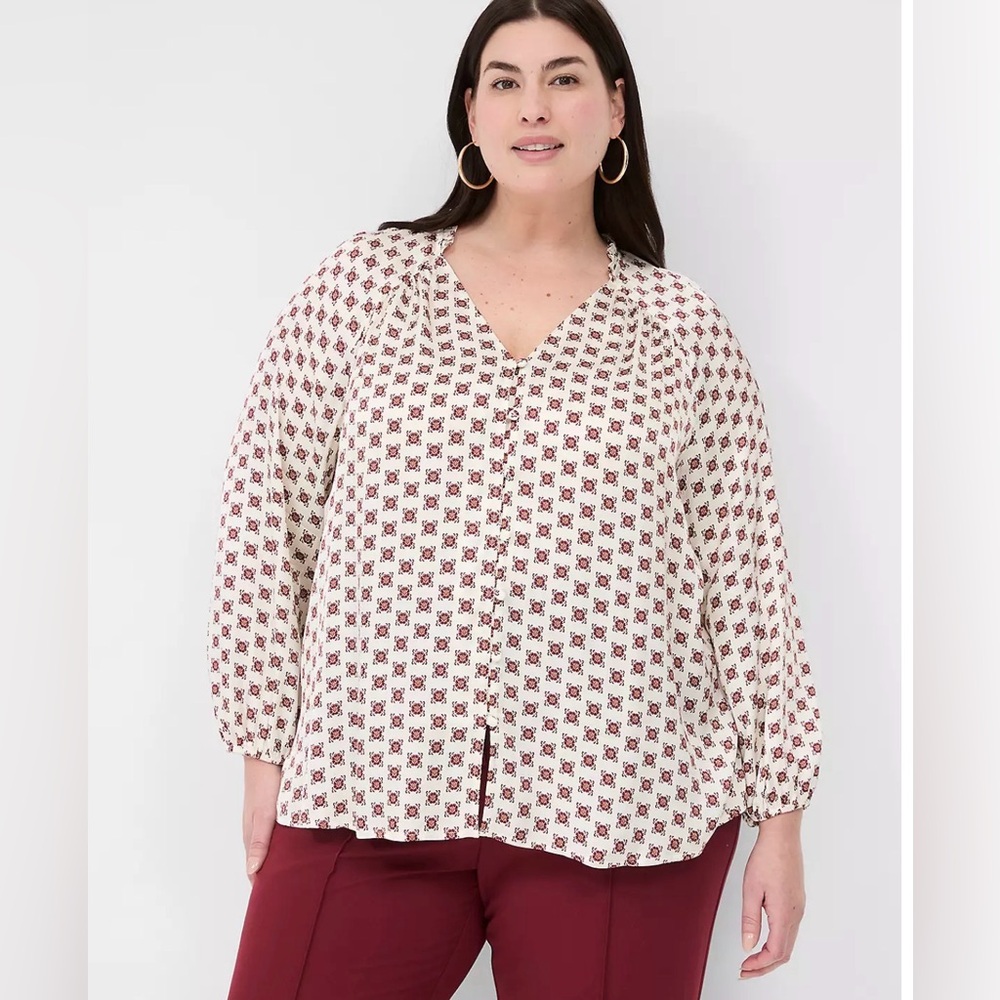 NWT Faux Button-Front Blouse
